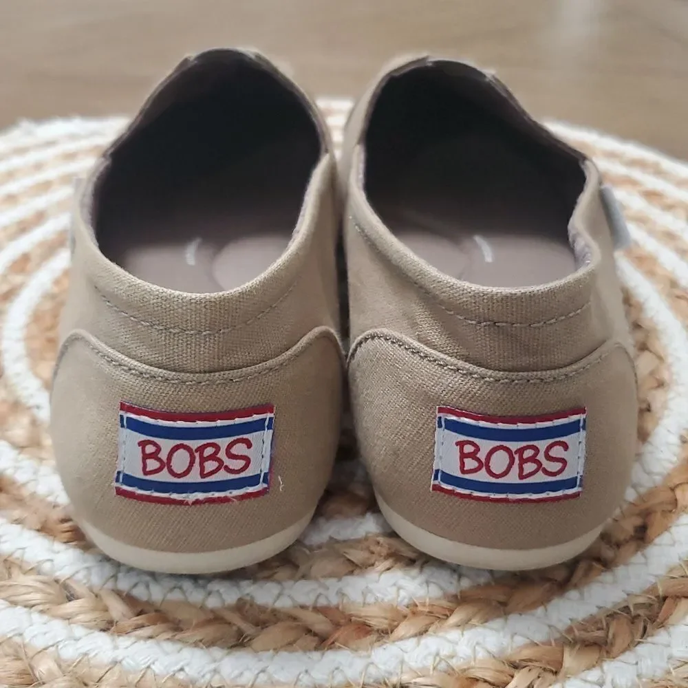 BOBS From Skechers Classic Taupe Canvas Slip On Shoes 7.5
